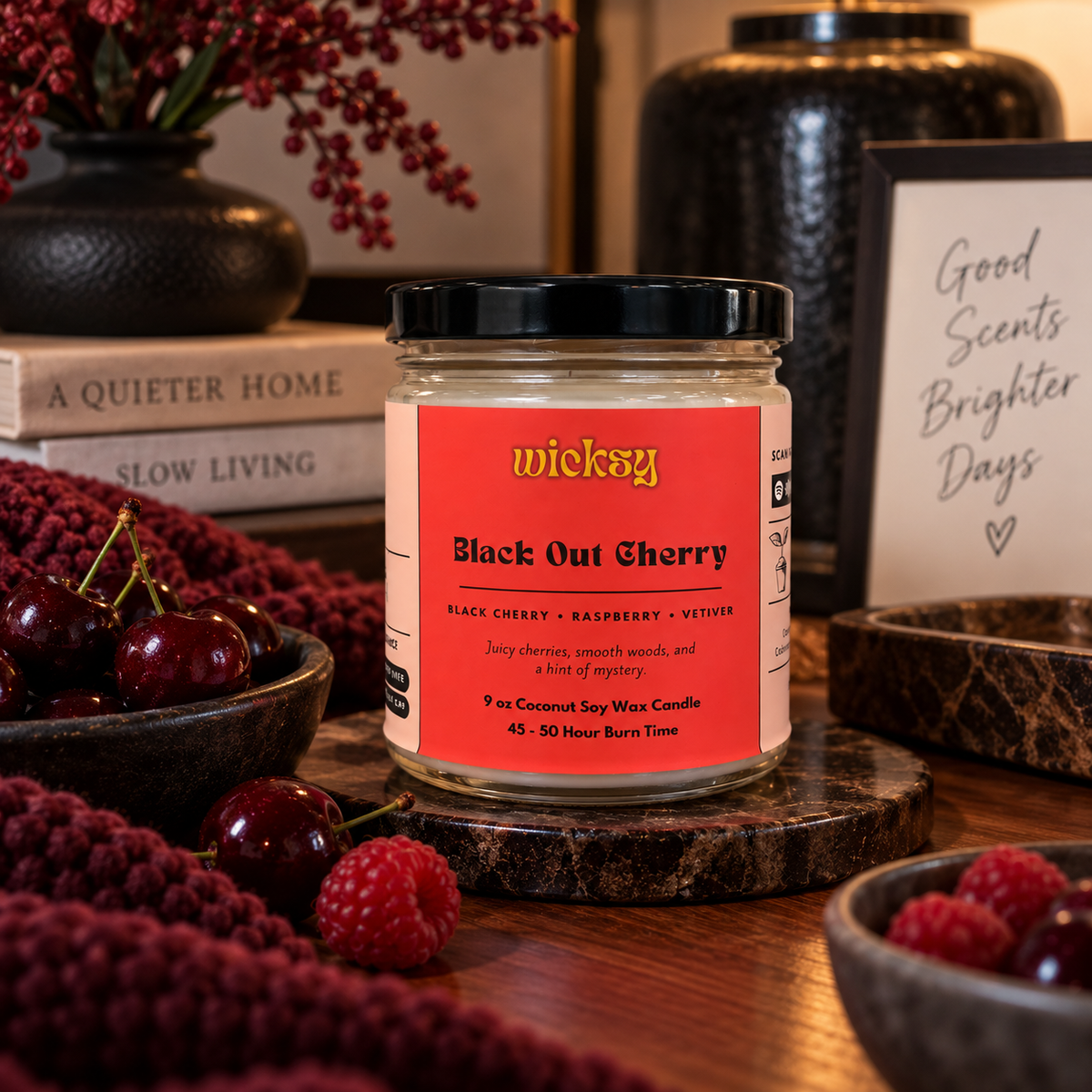 Black Out Cherry Candle