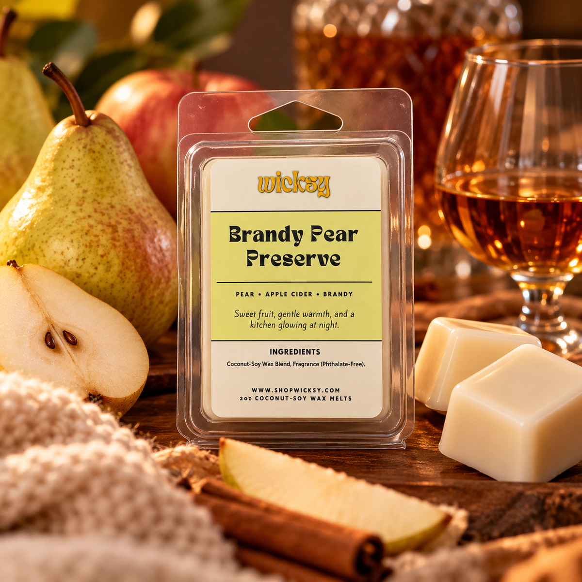 Brandy Pear Preserve Wax Melt by Wicksy, photo 3