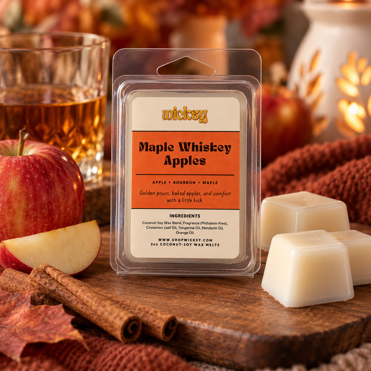 Maple Whiskey Apples Wax Melt by Wicksy, photo 3