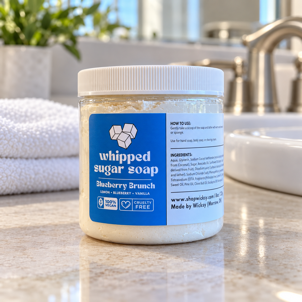 Blueberry Brunch Whipped Sugar Soap by Wicksy, photo 4