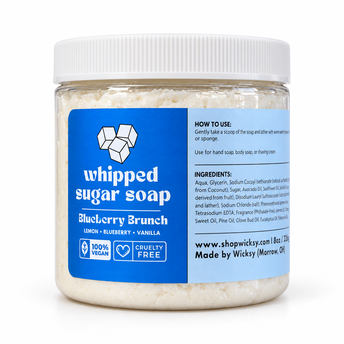 Blueberry Brunch Whipped Sugar Soap by Wicksy